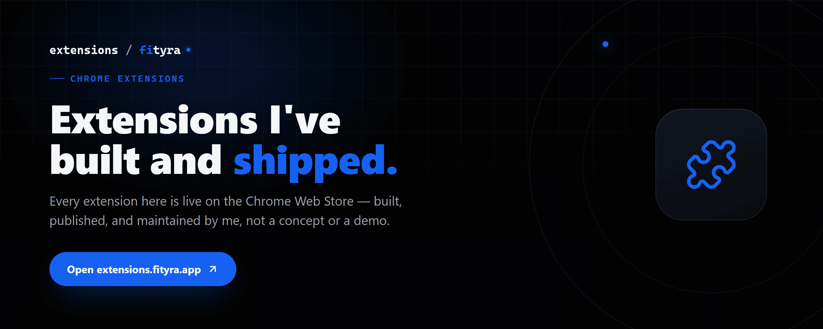 Fityra Chrome extensions — extensions I've built and shipped. Open extensions.fityra.app